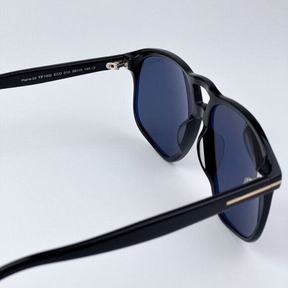 Tom Ford Women Shiny Black Smoke Pilot BRAND NEW Sunglasses PIERRE FT1000 01A main image 5